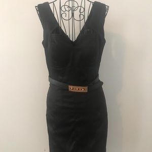 XOXO satin black pencil dress